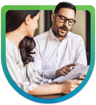 man explaining a form